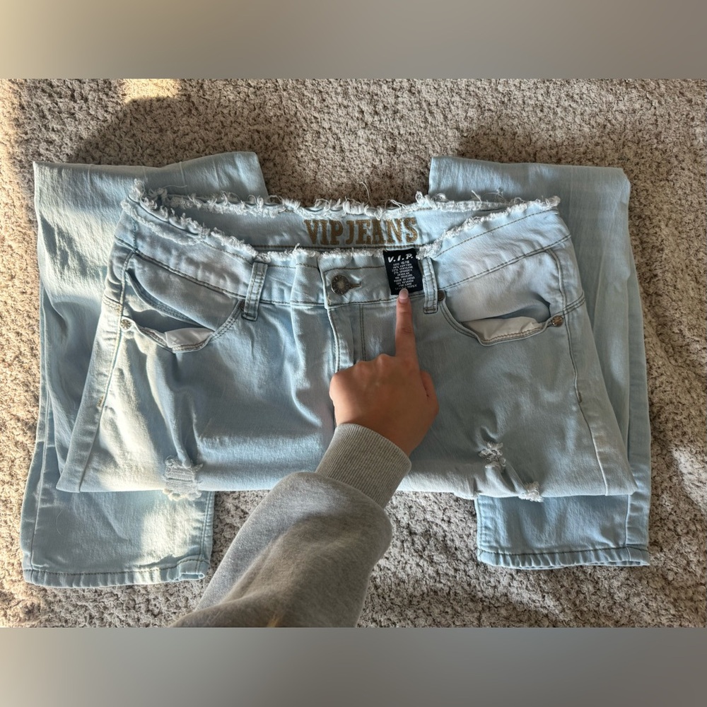 VIP Women's High Rise Light Blue Ripped Jeans